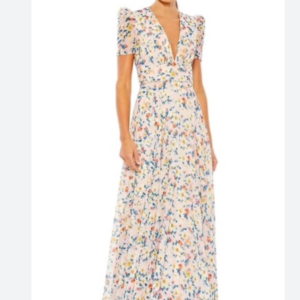 Ieena Mac Duggal 55642 - V-Neck Floral Dress NWT